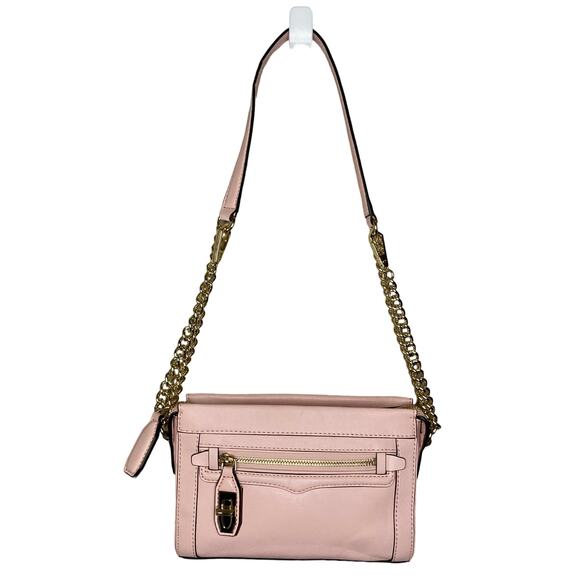 Rebecca Minkoff Crosby Leather Chain Detachable Strap Crossbody Bag Pink - Picture 1 of 16